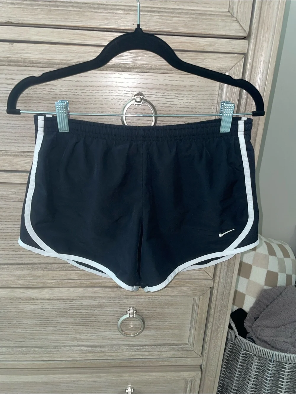 Youth Nike Black Athletic Running Shorts with White Trim